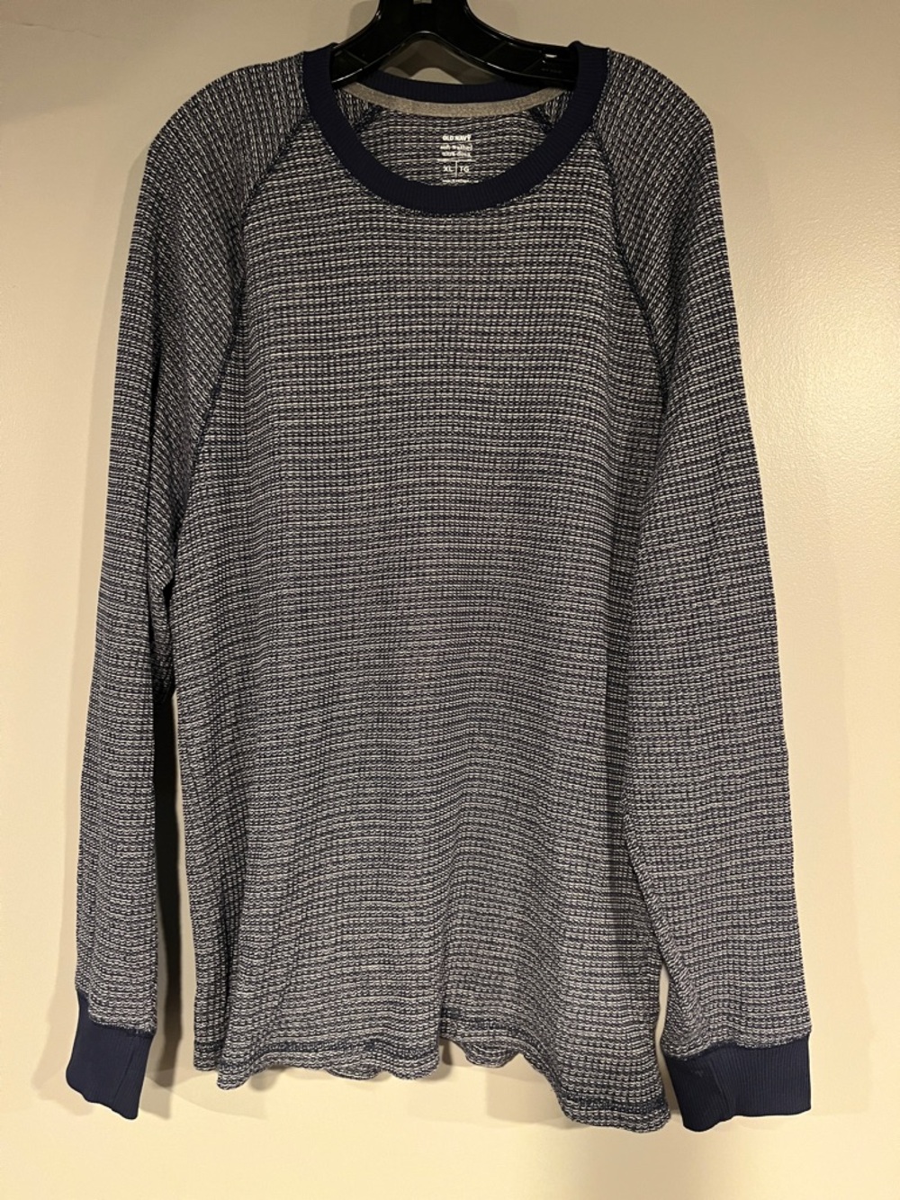 Old Navy Navy and Gray Waffle Knit Crewneck Sweater